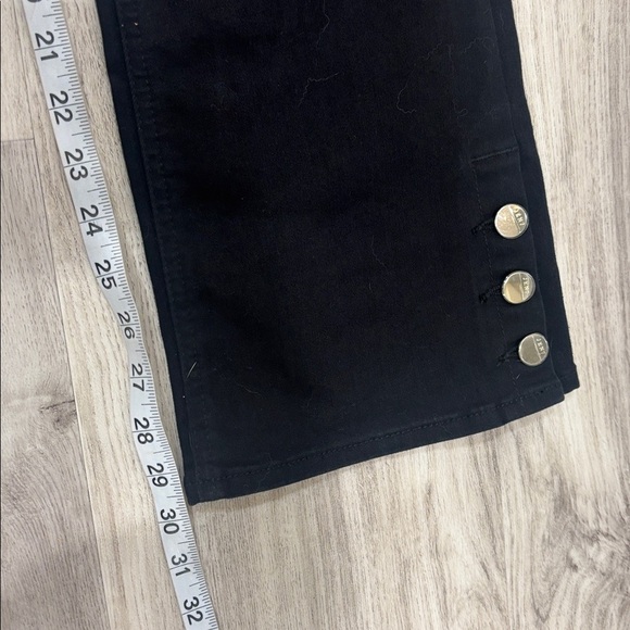 Jen7 for 7 for all mankind Black Flared Pants with Gold Button Accents  NWT 6 - Picture 6 of 8